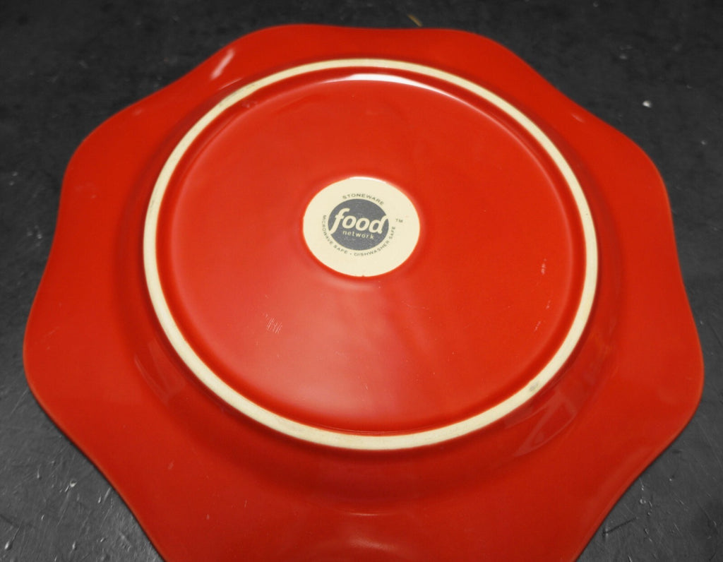 Food Network Fontinella Red Dinner Plates Set of 3 Embossed Beads Scalloped