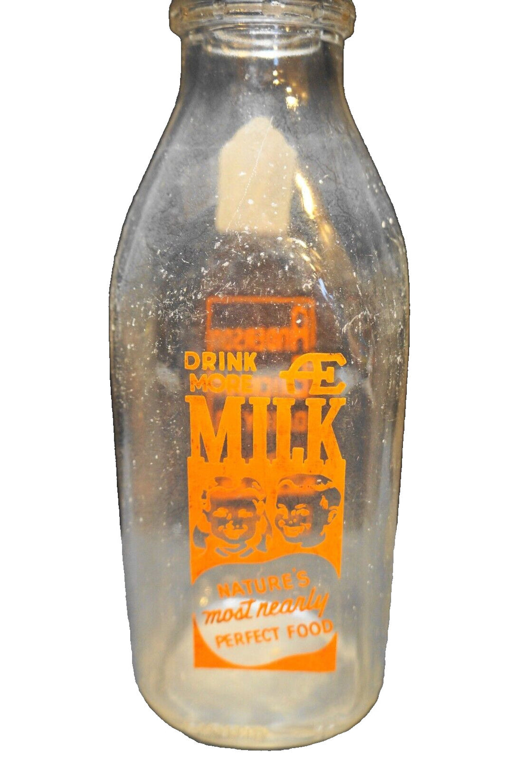 Anderson Erickson Dairy Go. Quart Milk Bottle Orange Print