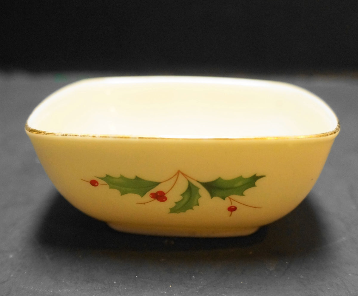 Lenox Holiday Dimension Holly Berry Square Dipping Bowl