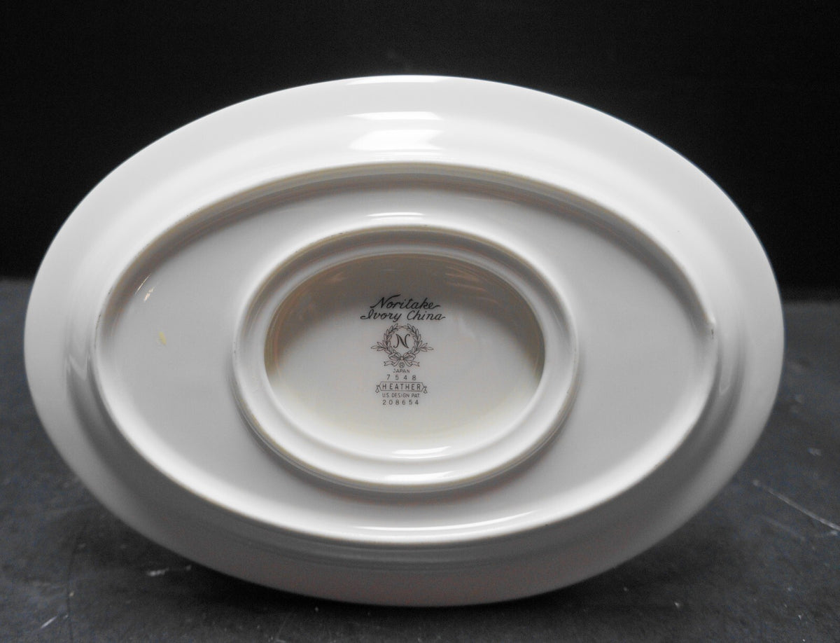 Noritake Ivory China Heather Gravy Boat Attached Underplate