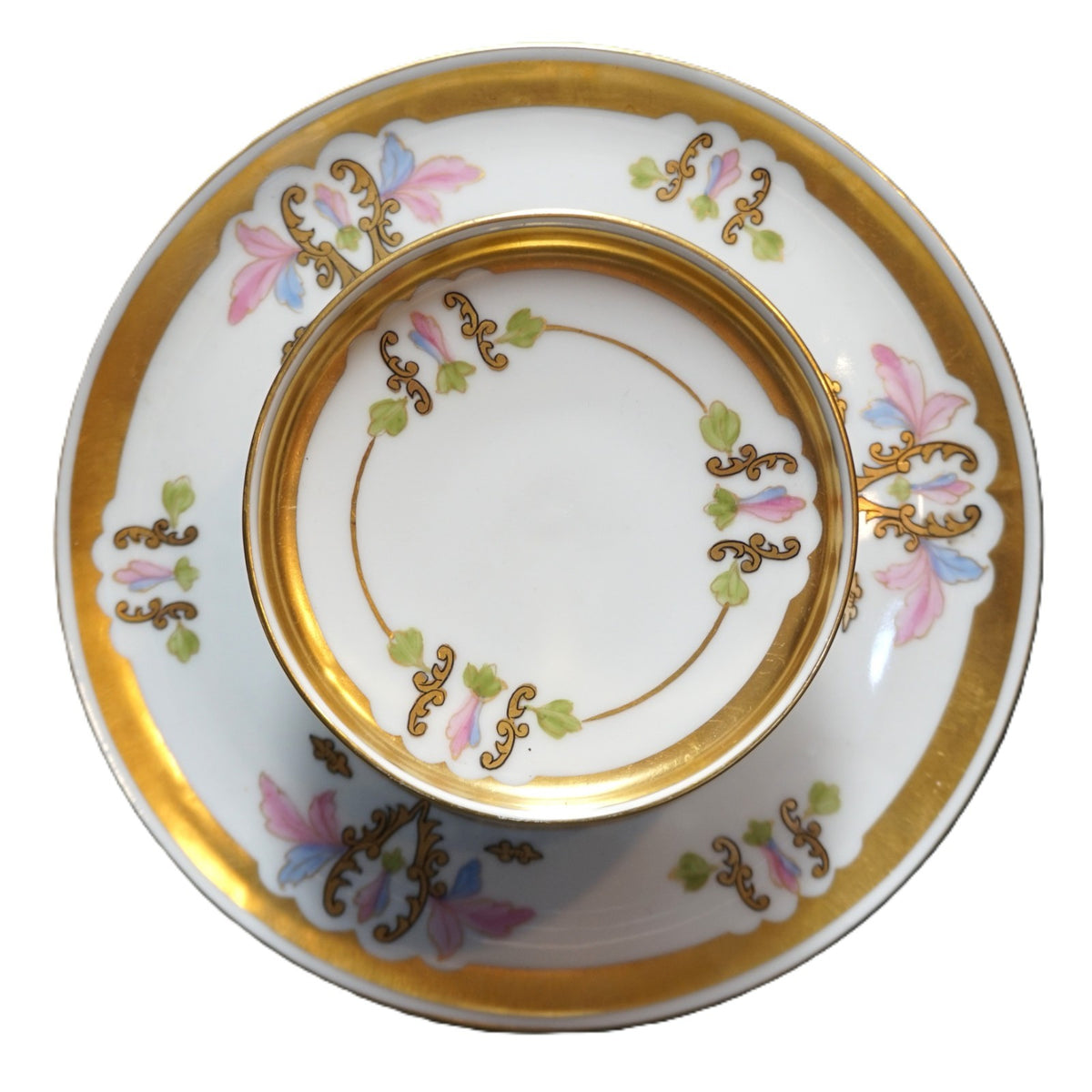 Pickard Decorated Tillowitz Porcelain Two Tier Pedestal Bowl Plate Cracker Tea Party Server
