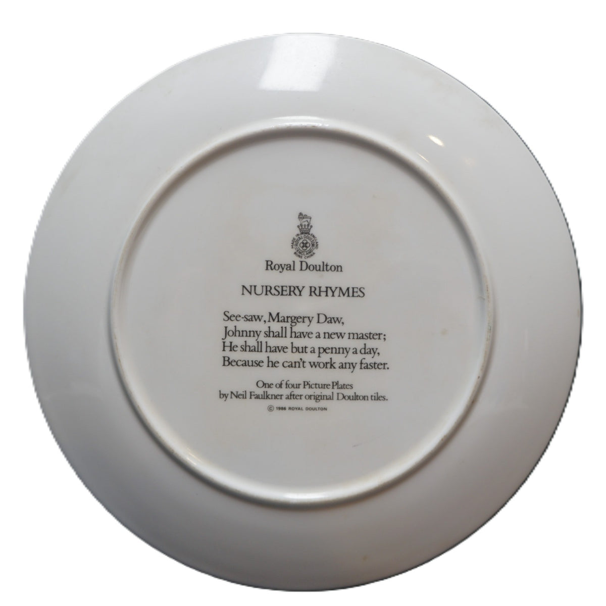 Royal Doulton Nursery Rhymes Plate See-Saw Margery Daw 1986
