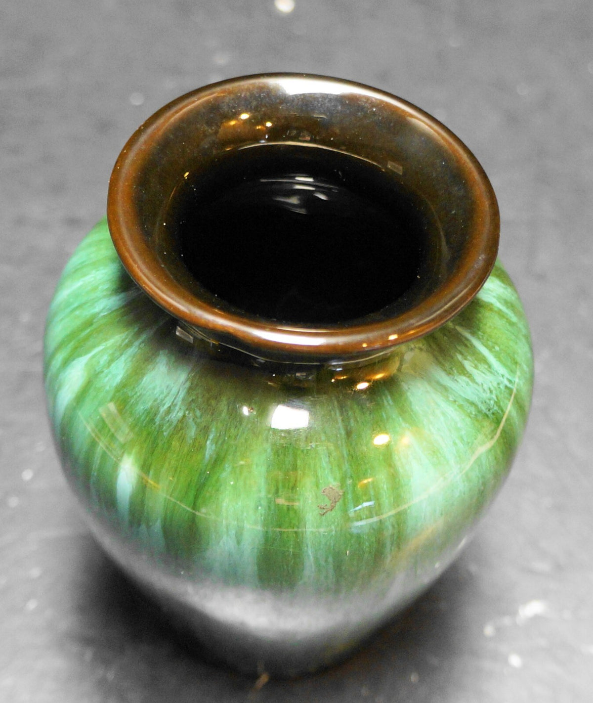 Blue Mountain Pottery Teal Green Drip 4" Small Vase