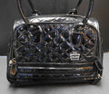 Caboodles Black Patent Quilted Satchel Style Makeup Bag Organizer