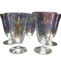 West Virginia Glass Iridescent Luster Loop Optic Mermaid Scale Iced Teas Set 5