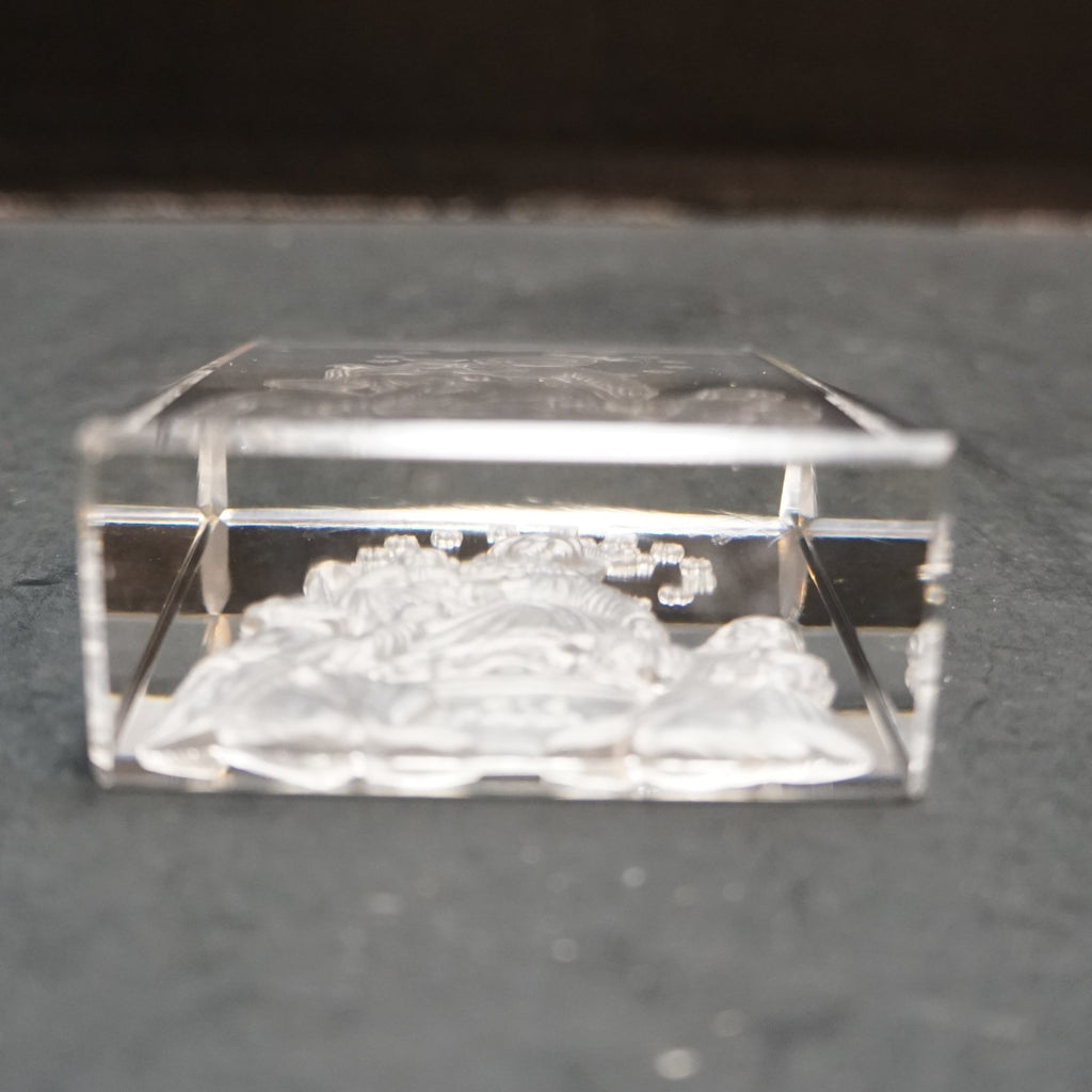 Ave Maria Intaglio Reverse Cut Crystal Paperweight Wedge