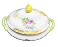 Herend Queen Victoria Green Trim Butterflies Flowers Mini Tureen Lemon Knob