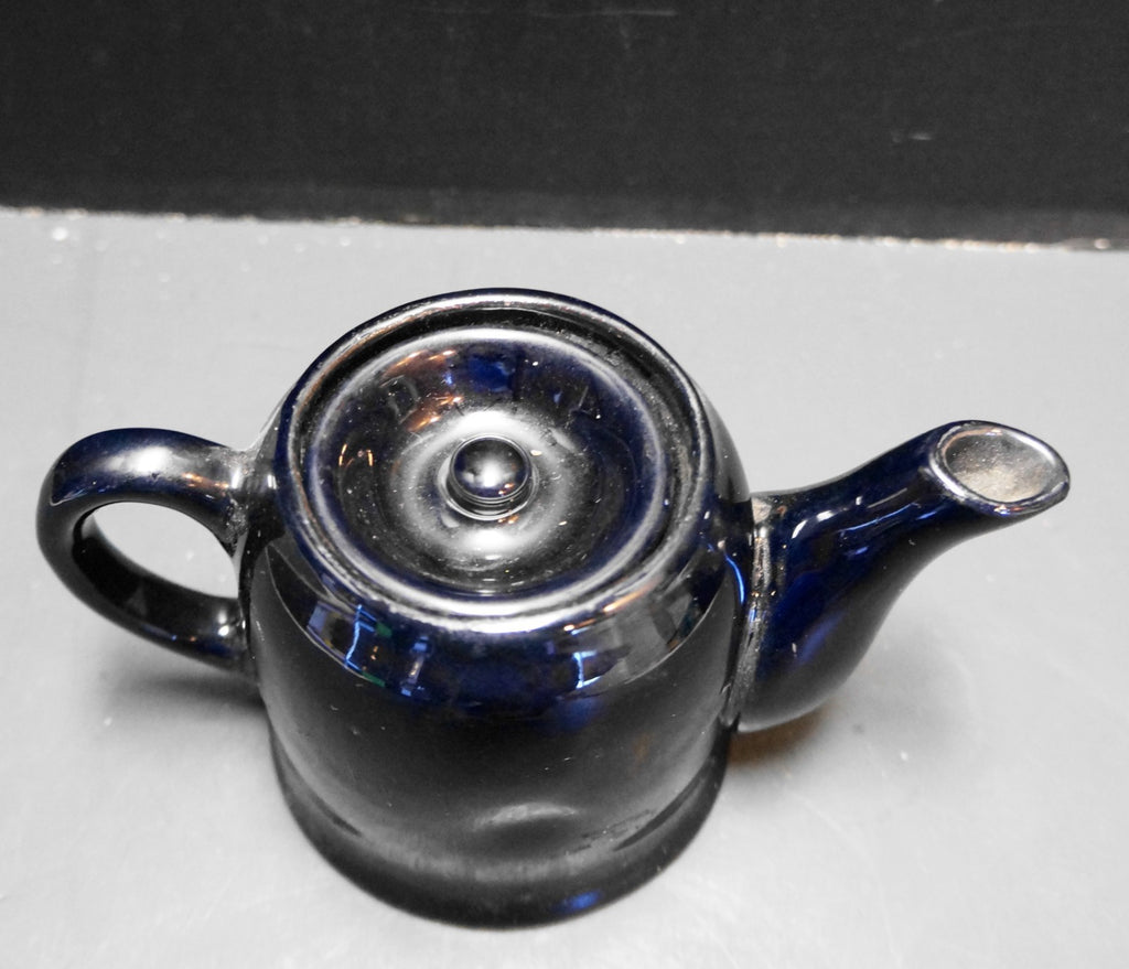 Black Glazed Redware Individual 1 Cup Teapot