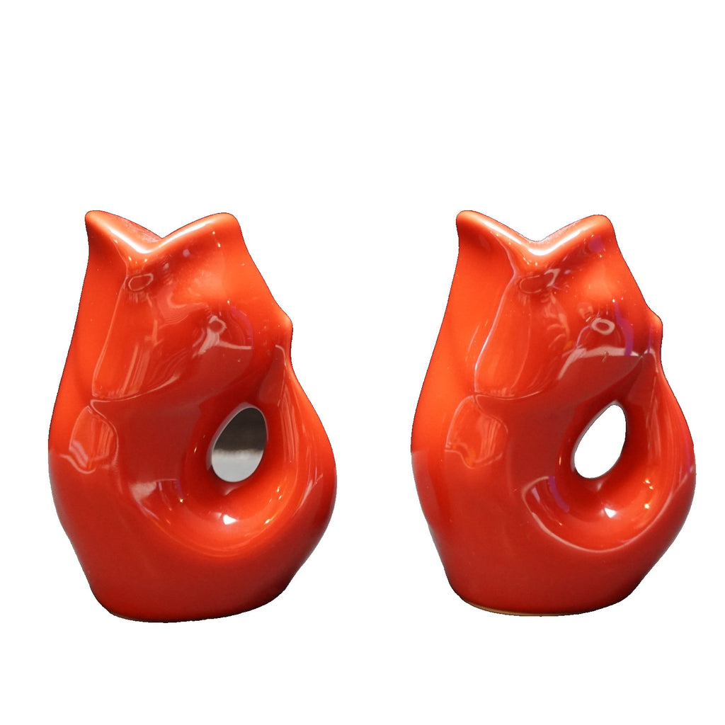 Gurgle Pot Koi Fish Red Glazed Salt Pepper Shakers