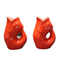 Gurgle Pot Koi Fish Red Glazed Salt Pepper Shakers