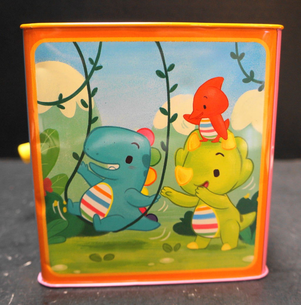 Schylling Baby Dino Jack in the Box GUC 2019 Lilthographed Metal