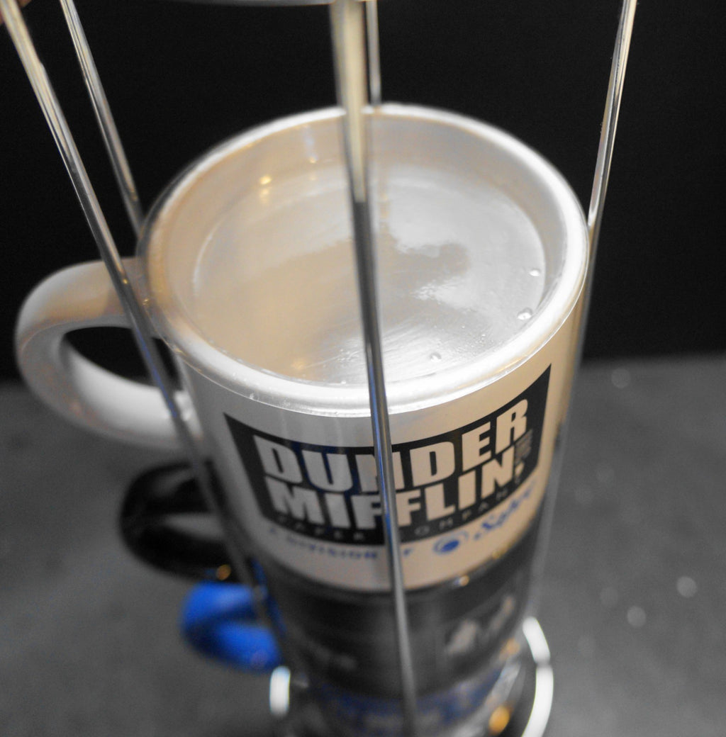 The Office Dunder Mifflin Ceramic Stackable Mugs Set of 4 Metal Caddy NBC
