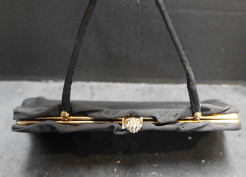 Mel-Ton Black Crepe Convertible Clutch Evening Bag