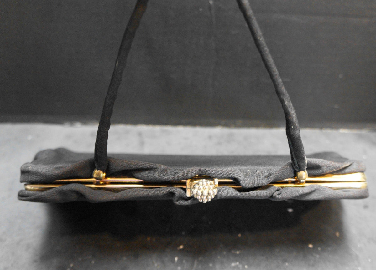 Mel-Ton Black Crepe Convertible Clutch Evening Bag
