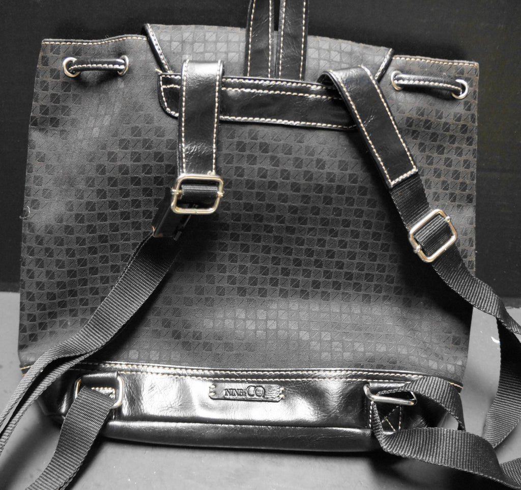 Nine & Co Black Jacquard Backpack Purse
