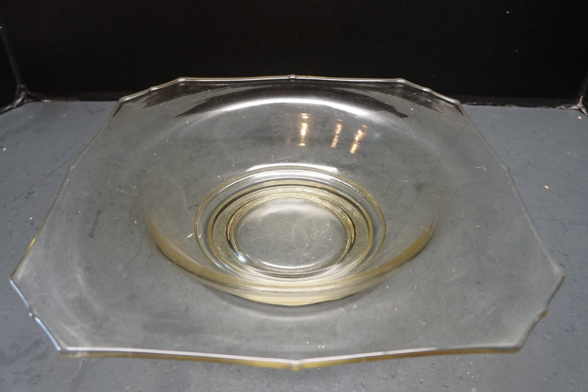 Yellow Depression Glass Square Console Bowl