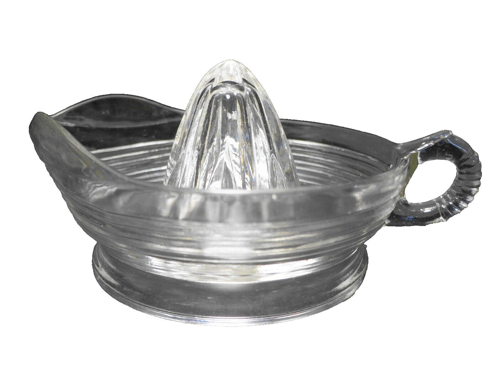 Anchor Hocking Clear Pressed Glass Horizontal Ribbed Vintage 8" Juice Reamer.