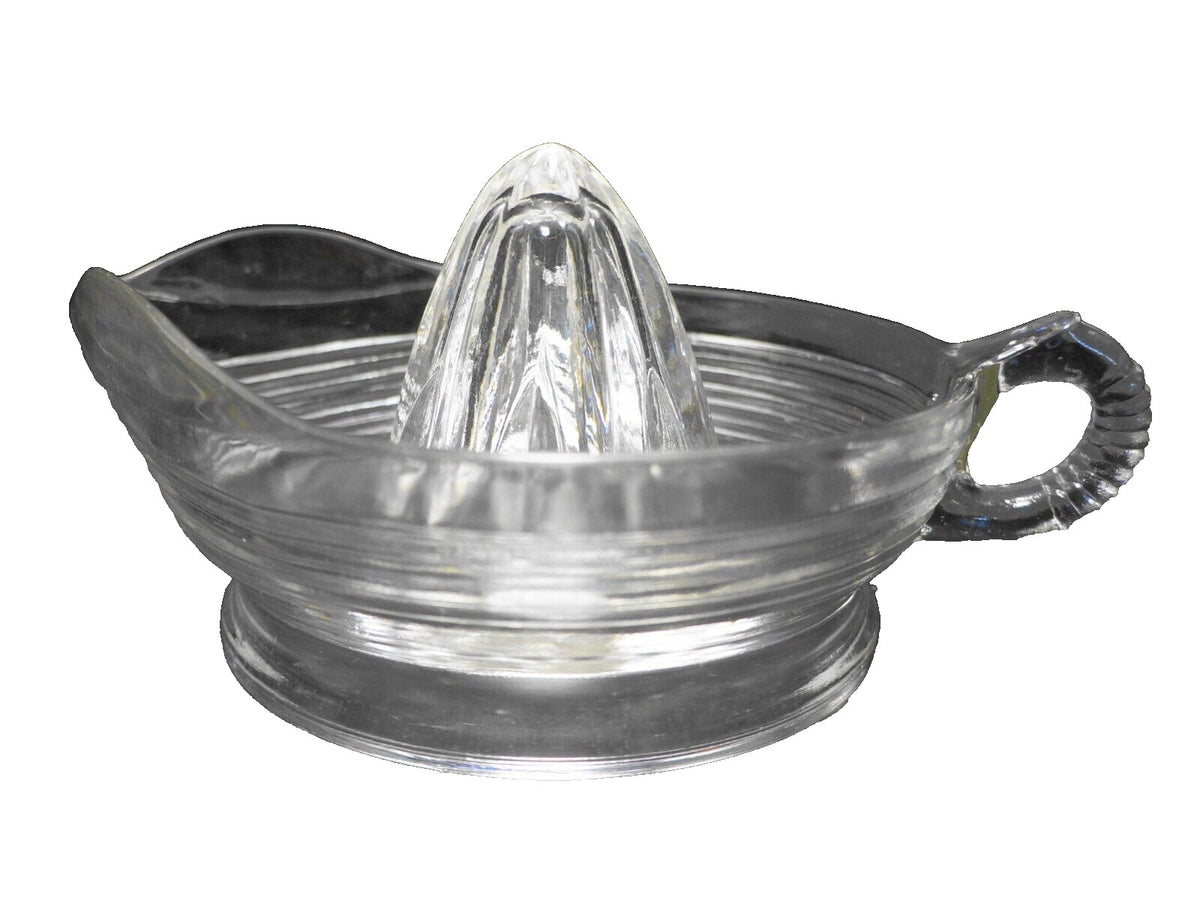 Anchor Hocking Clear Pressed Glass Horizontal Ribbed Vintage 8" Juice Reamer.
