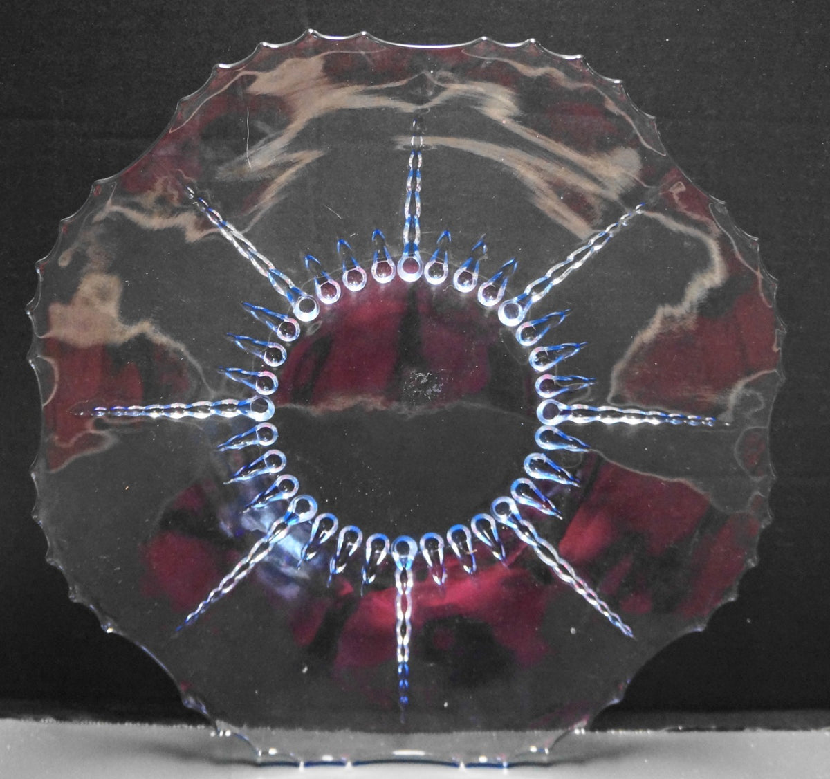 New Martinsville Radiance Ice Blue Torte Plate Platter Tray