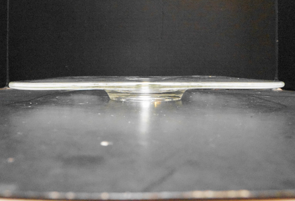 Elegant Floral Etched Glass Square Low Cake Plate Platter