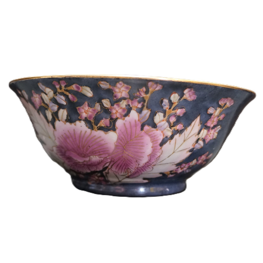 Chinoserie Chinese Porcelain Pink Blue Floral Bowl Not Food Safe