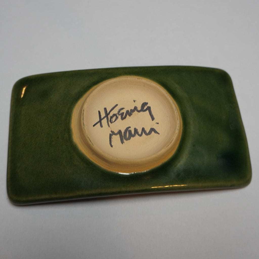 Bob Hoenig Pottery Maui Hawaii Green Glazed Pineapple Dish 5 3/4" x 3 1/4"