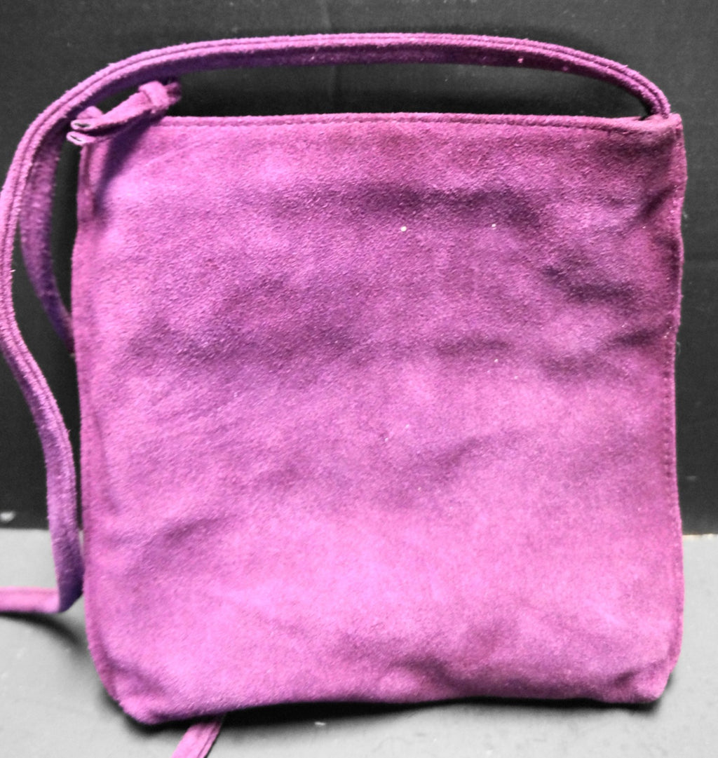 Lord and Taylor Purple Suede Simple Crossbody Shoulder Bag Purse