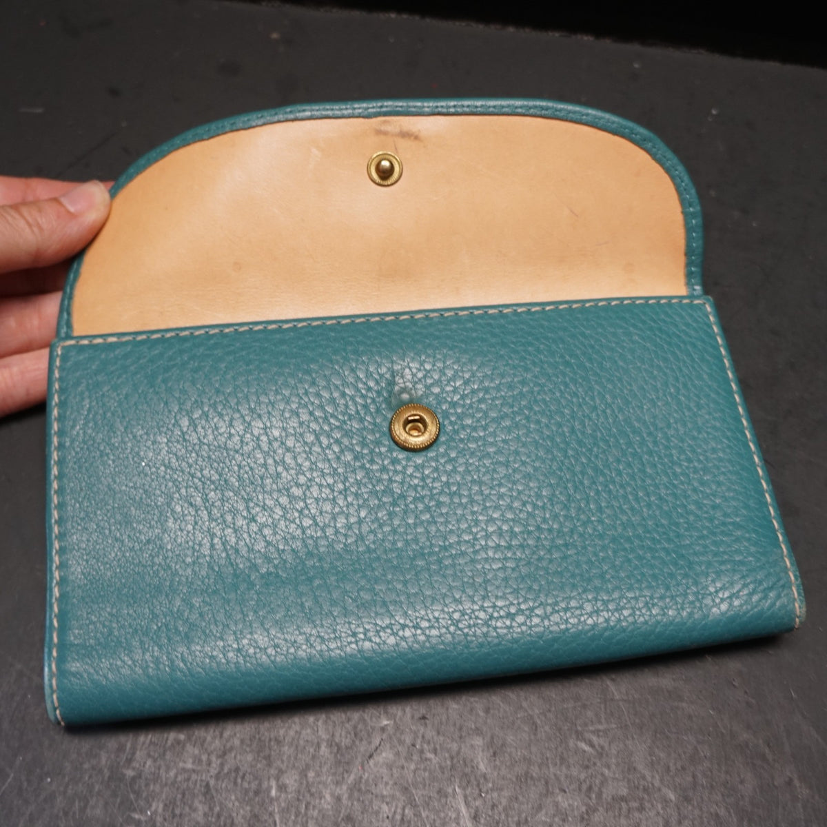 Dooney and Bourke Continental Clutch Pebbled Leather Teal Wallet