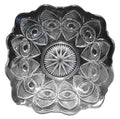 US Glass Bull's Eye Peacock and Fan Square Bowl EAPG