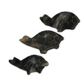 Hand Carved Turtle Figurines Dark Stone Set of 3