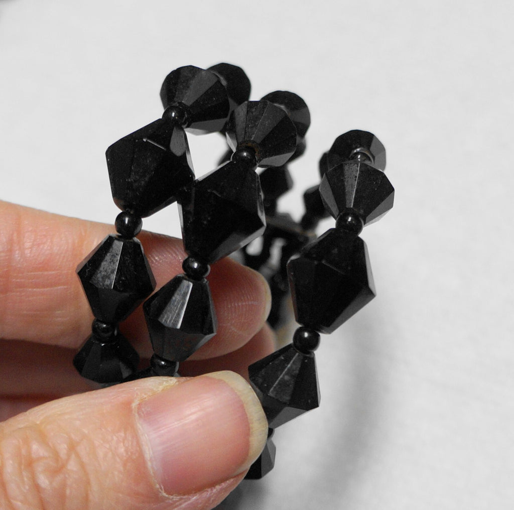 Black Glass Bicone Bead Wrap Bracelet