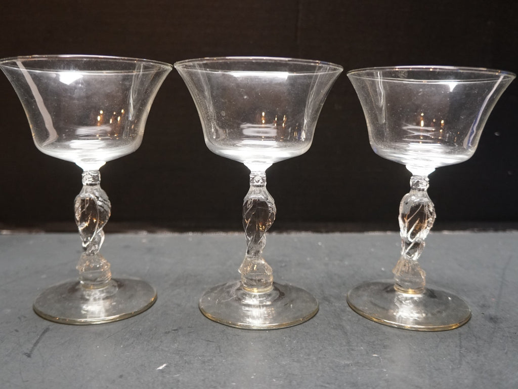 Libbey Liberty Bell Eagle Stem Champagnes Tall Sherbets Set of 3