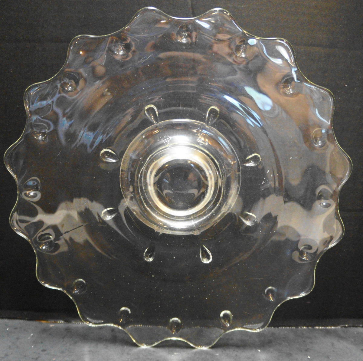 Indiana Glass Teardrop Low Footed Cake Plate 13 13 3/4 IN