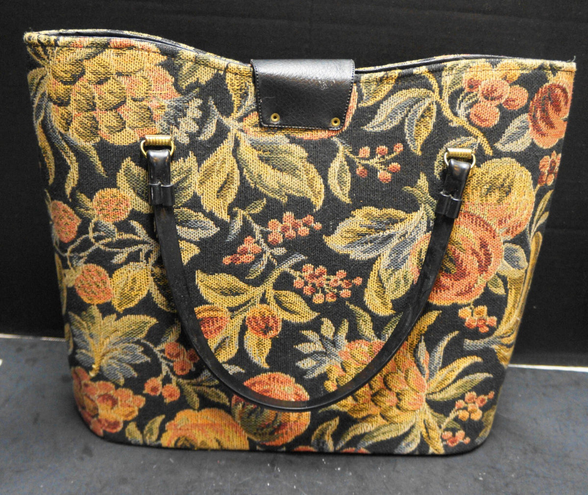 Fruit Tapestry Tote Bag Structured Vintage