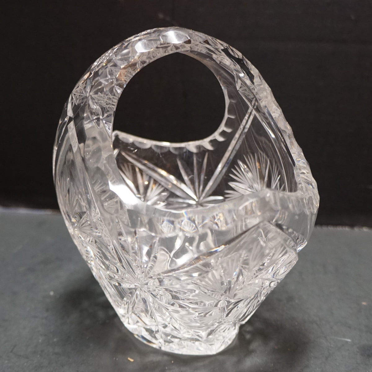 American Cut Eleanor Lead Crystal Small Bride's Basket
