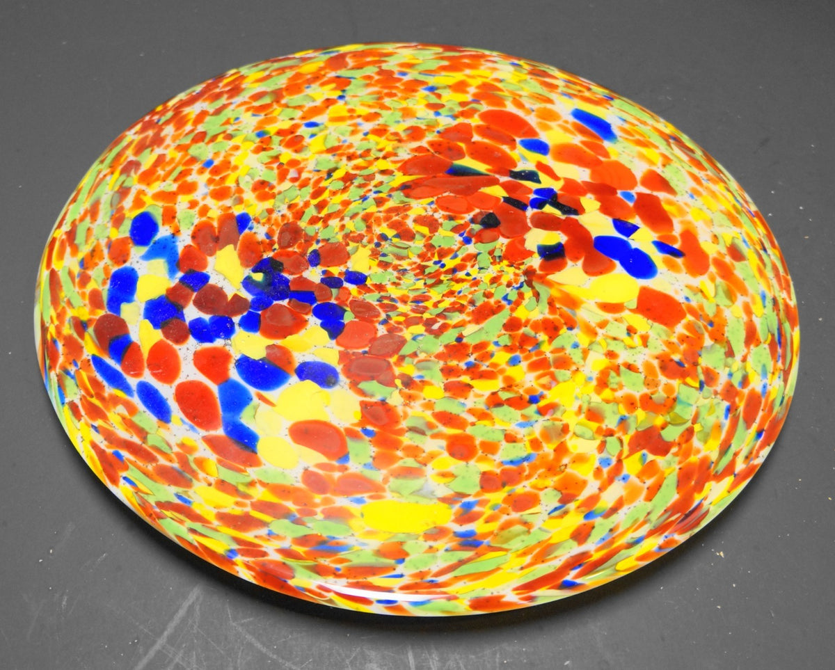Confetti Spatter Art Glass Round Tray Platter Plate 12"