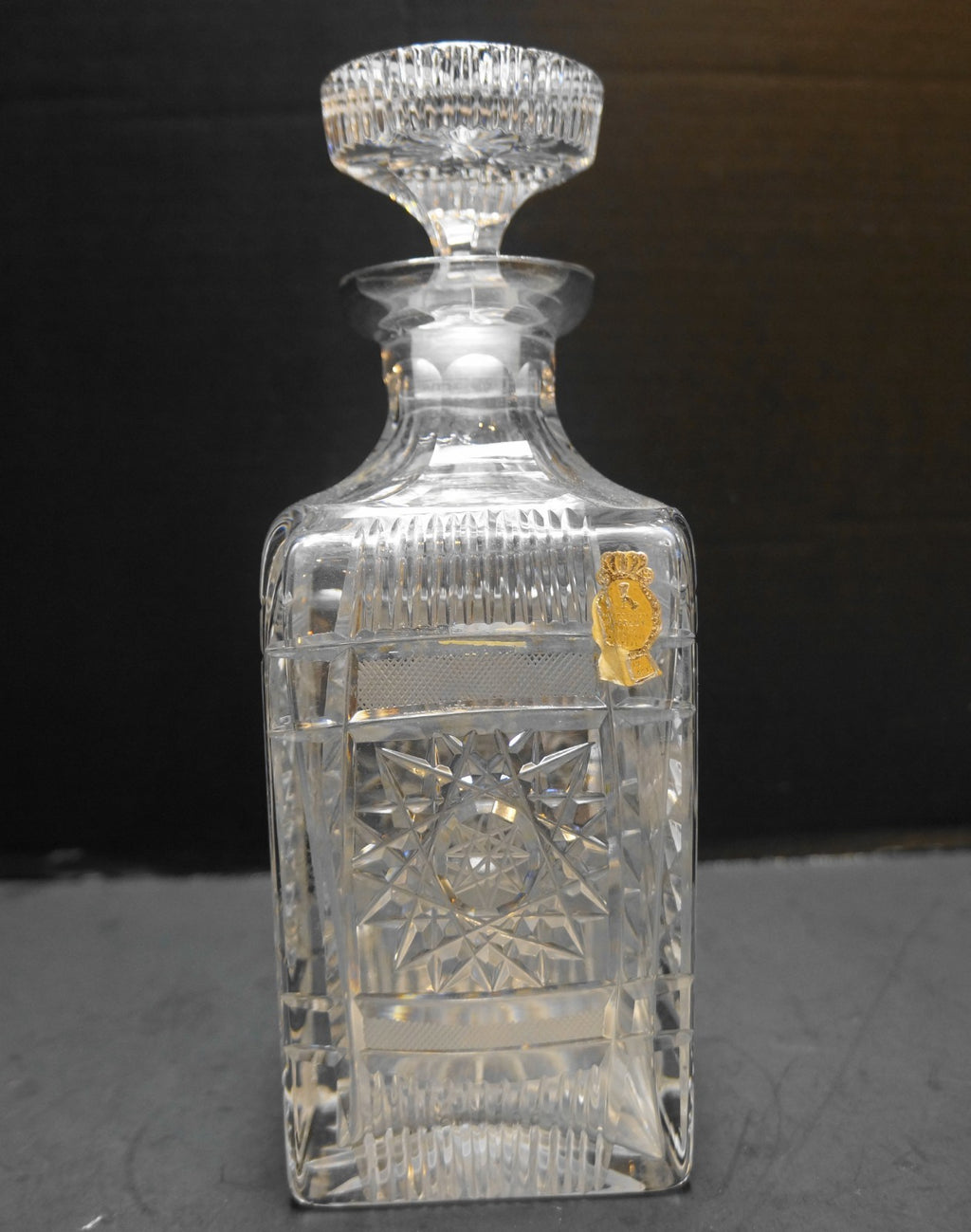 Imperlux West Germany Clear Cut Crystal Square Decanter