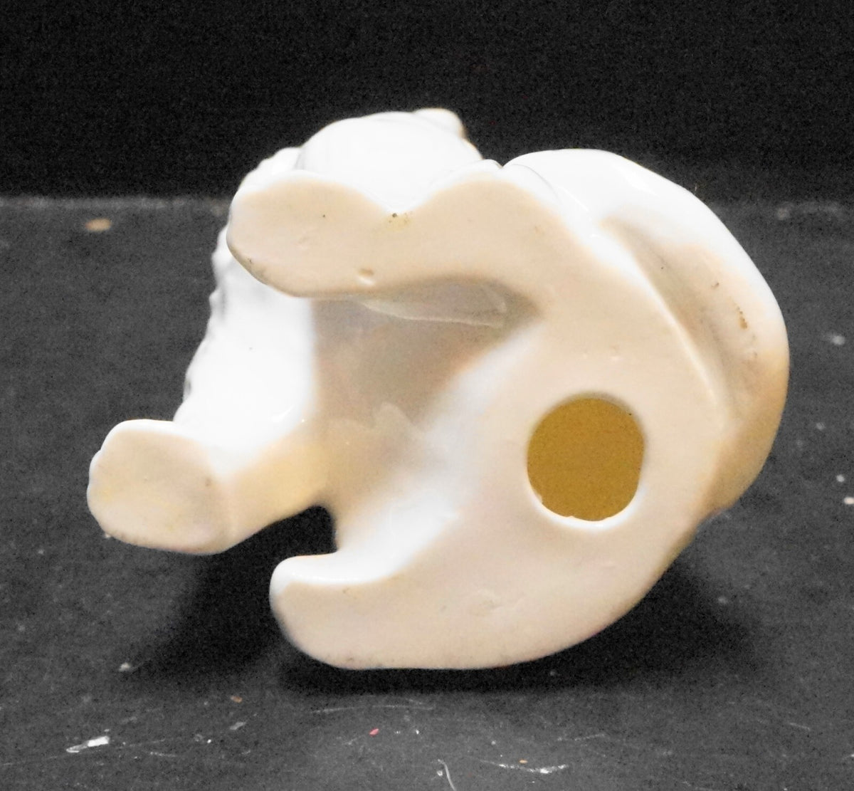 Porcelain Cat Figurine White Black Ears and Tail