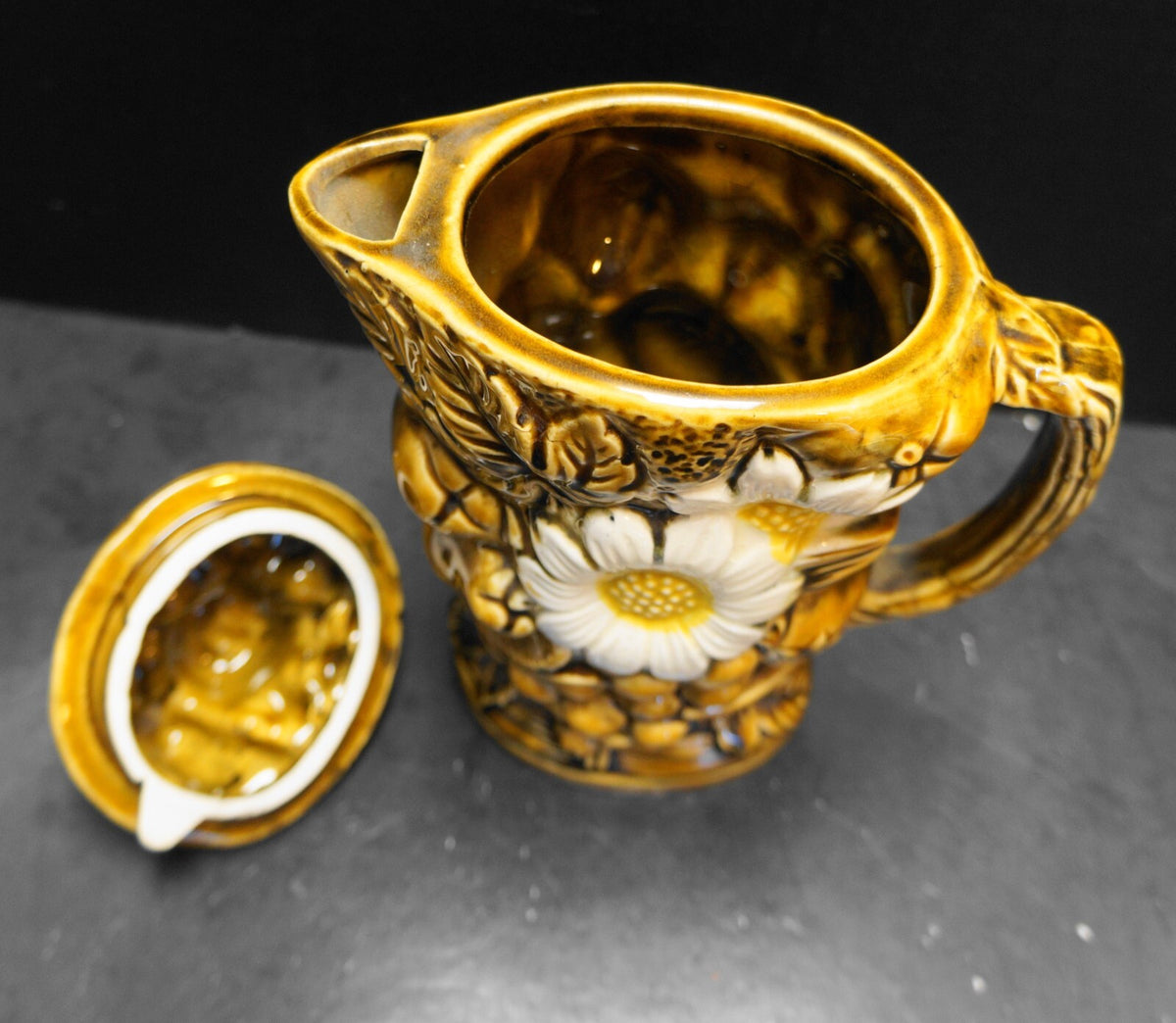 Inarco Harvest Daisy Golden Brown Small Hot Chocolate Pot Japan