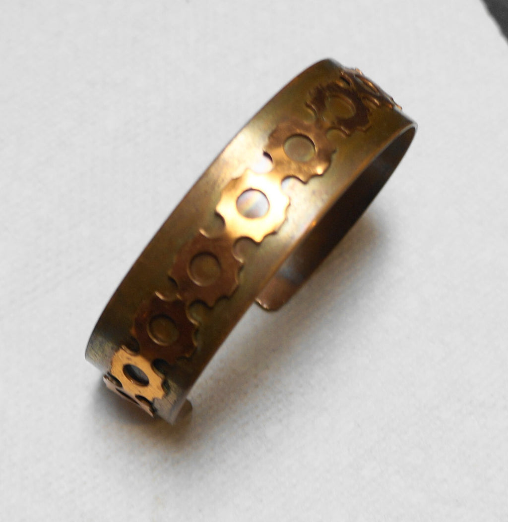 Copper Cuff Bracelet Appllied Gear Decoration