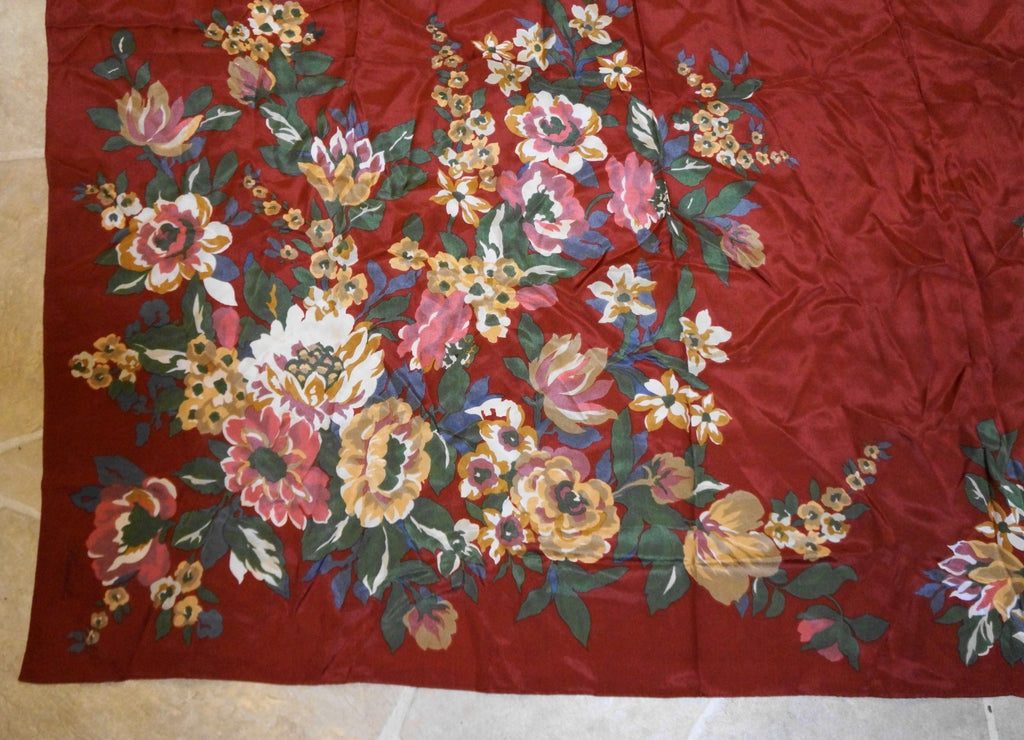 Harold's Quality Apparel Brick Red Floral Silk Scarf Made in Japan 34"