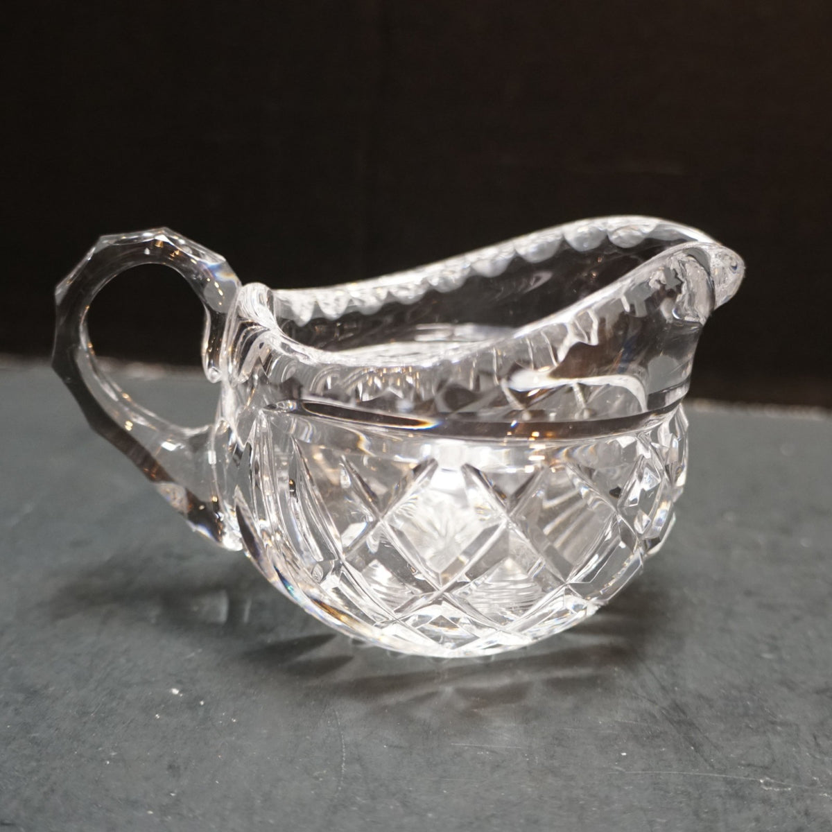 Vintage Cut Crystal Diamond Hatch Small Creamer