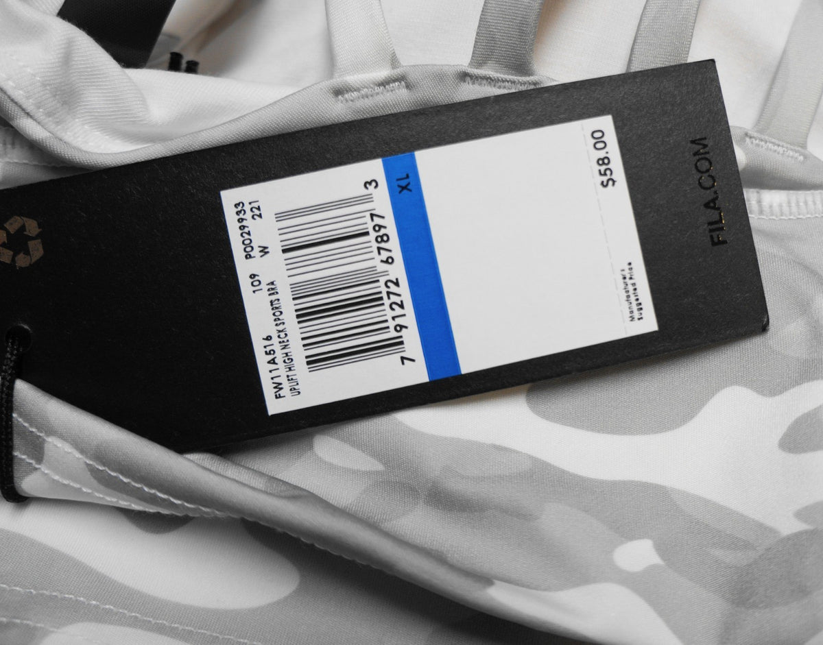 Fila Women Grey & White Uplift High Neck Sports Bra - Size XL
