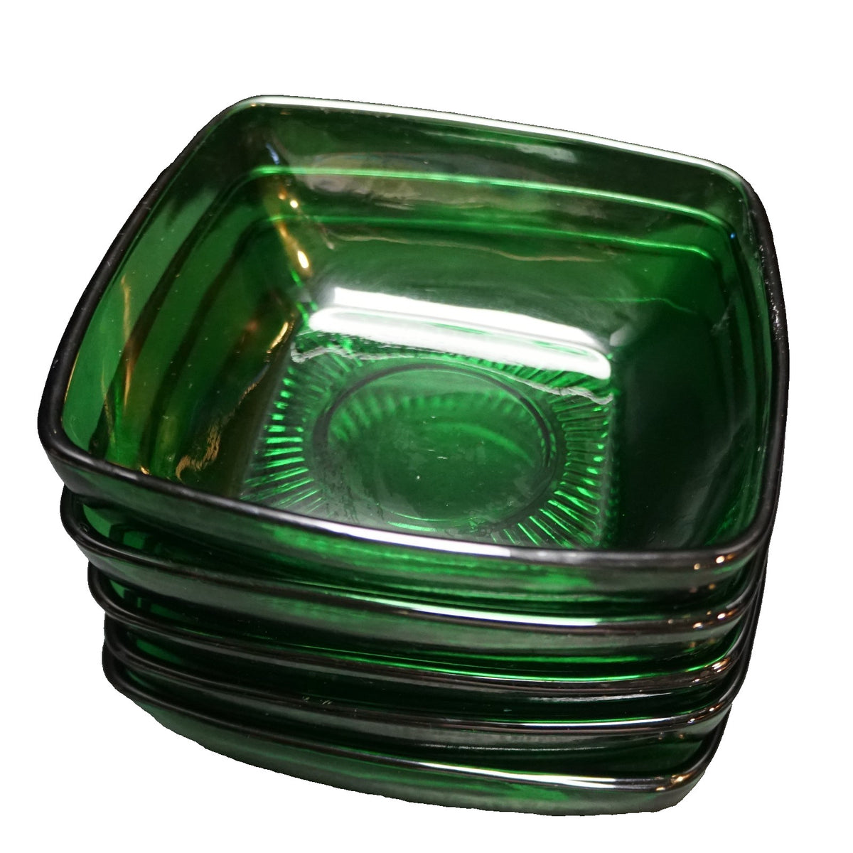 Fire King Charm Forest Green Fruit Berry Bowls Set of 5