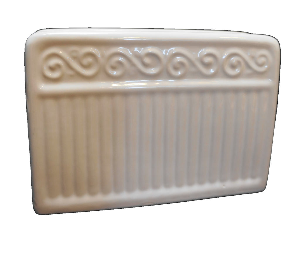Gibson Claremont White Glazed Embossed Scrolls Column Ribs Napkin Holder