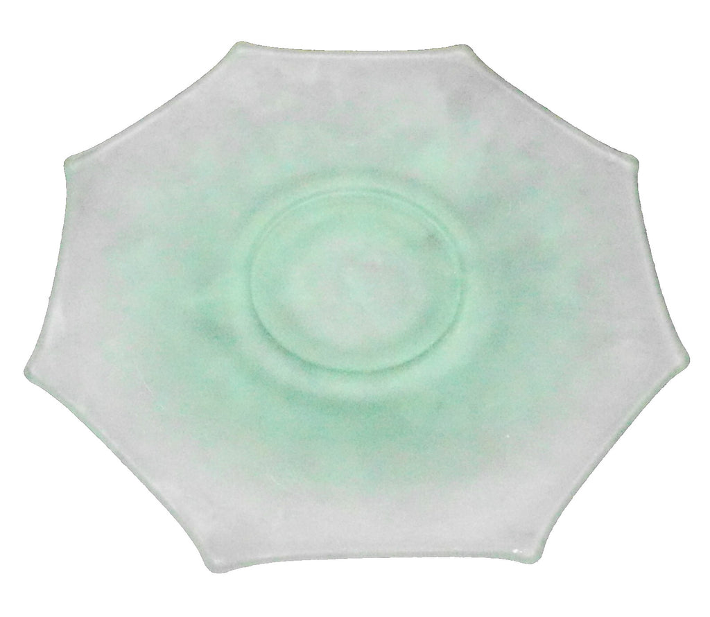 Apple Green Depression Glass Stretch Frosted Satin Octagon Plate