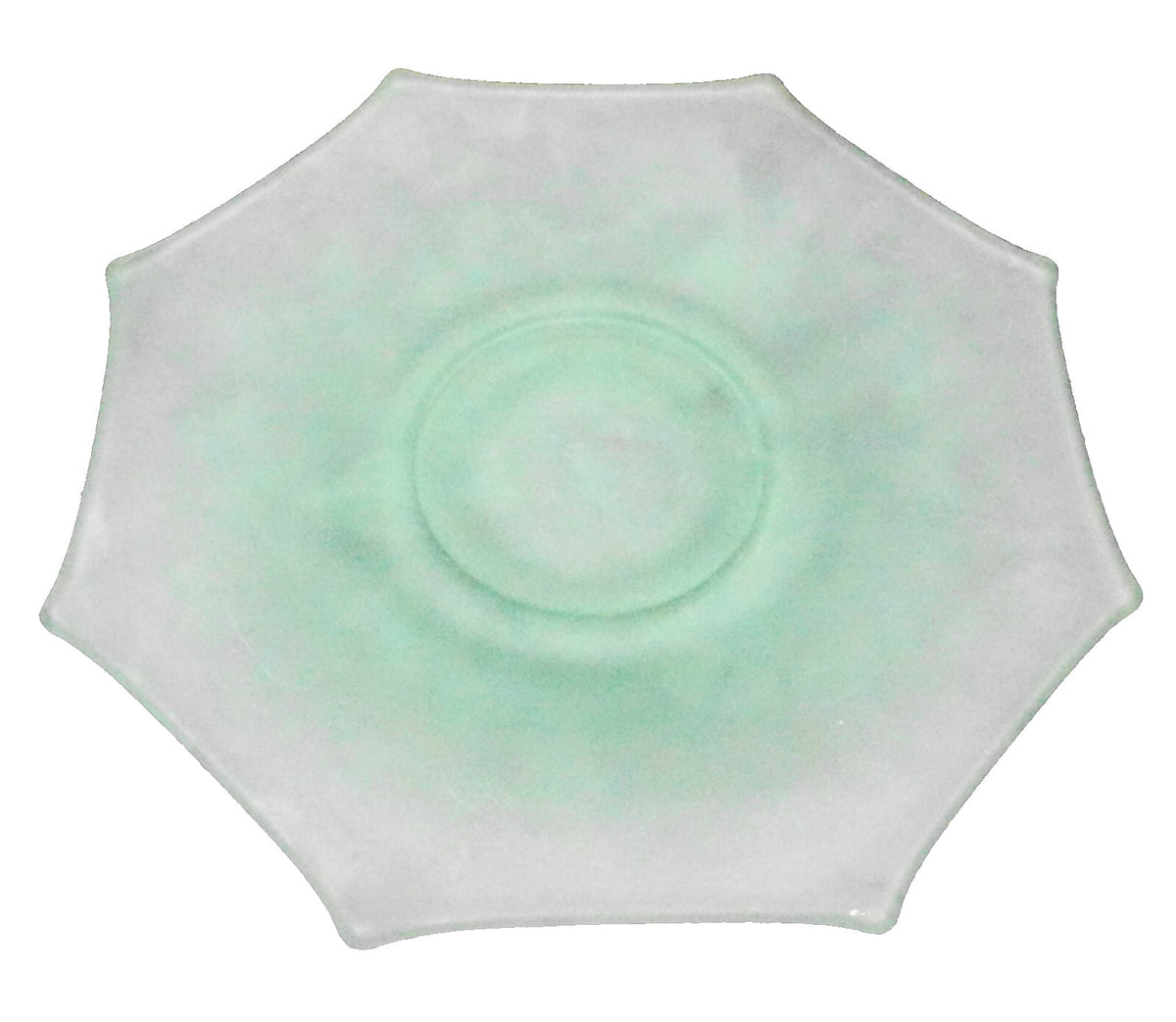 Apple Green Depression Glass Stretch Frosted Satin Octagon Plate