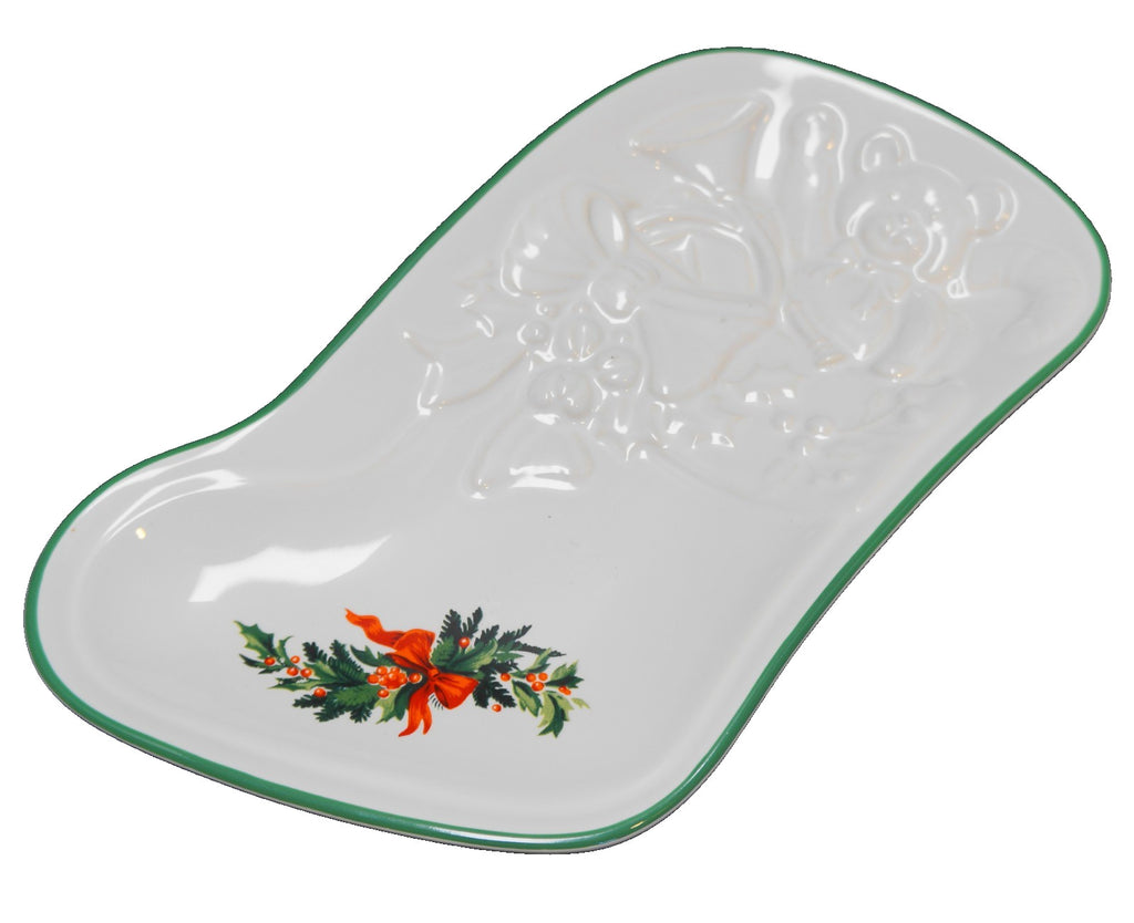 Pfaltzgraff Christmas Heritage Stocking Shaped Plate Tray 10 5/8 IN