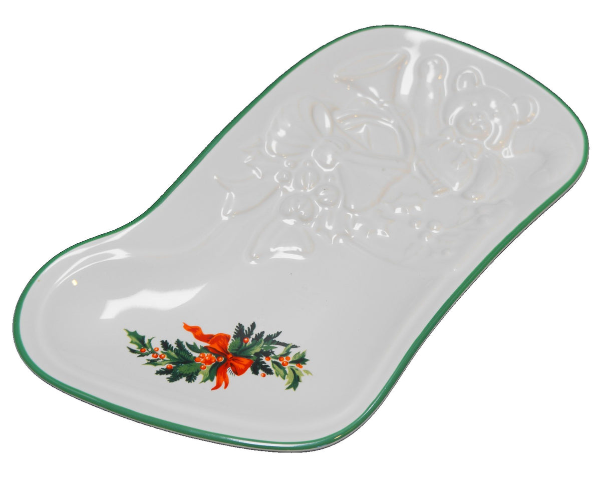 Pfaltzgraff Christmas Heritage Stocking Shaped Plate Tray 10 5/8 IN