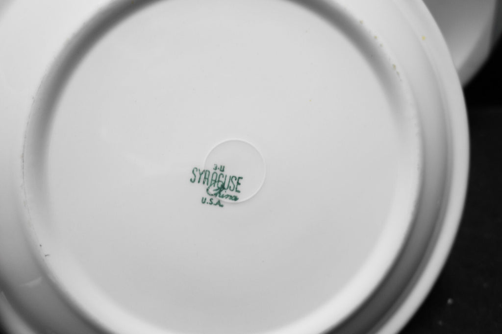 Syracuse Cadet Dinner Plates Set of 7 Restaurant Ware Airbrushed Blue Tulip